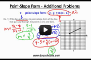 Point-Slope Form - Additional Problems Video Link